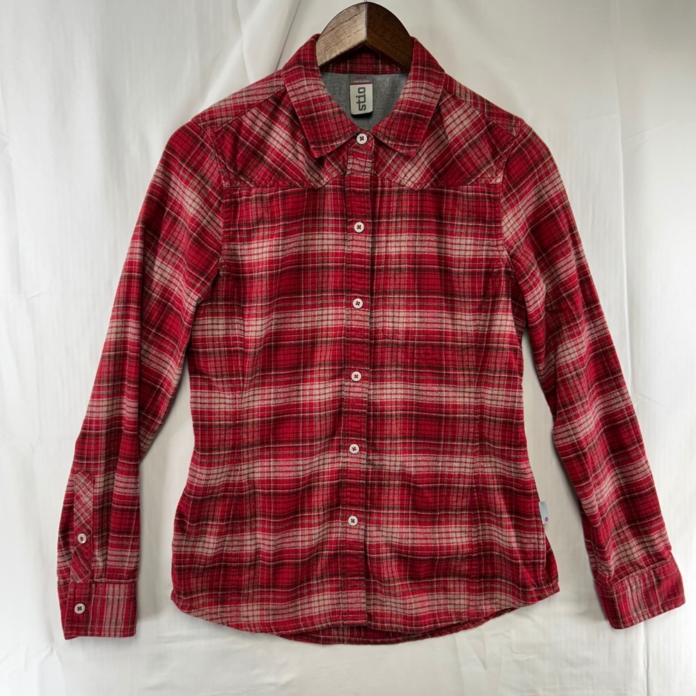 Stio Flannel Shirt Womens Small Red Plaid Western Yoke FW17FOC1